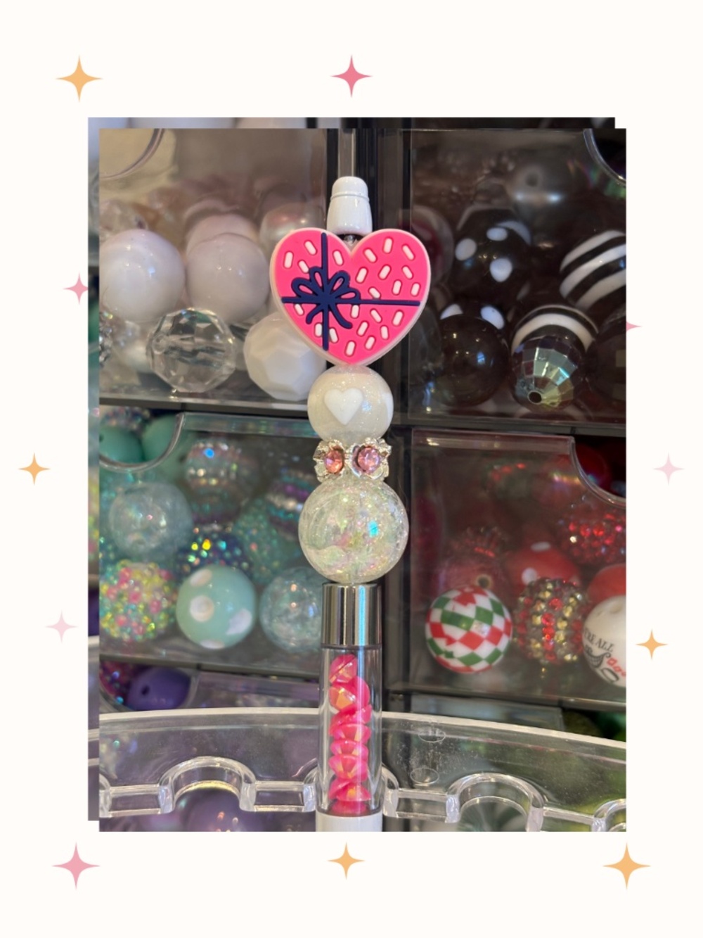 Handmade Heart Extended Beaded Pen